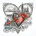 skyline cologne+heart+K tattoo design idea
