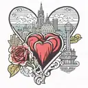 skyline cologne+heart+K tattoo design idea