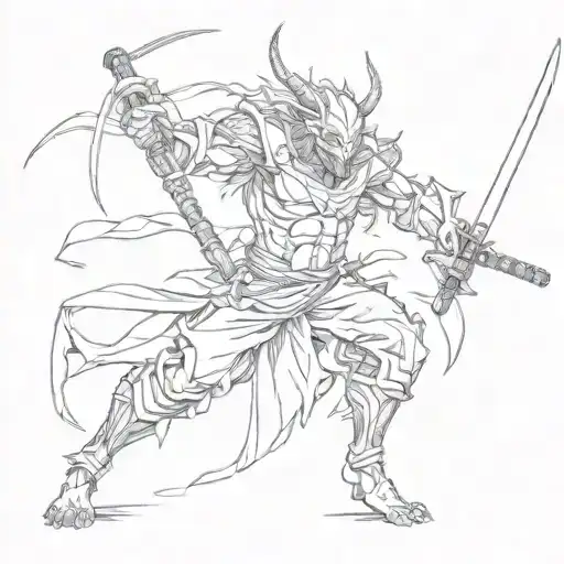 demon and katana tattoo design idea