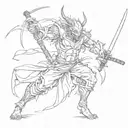 demon and katana tattoo design idea