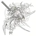 demon and katana tattoo design idea