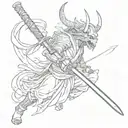 demon and katana tattoo design idea