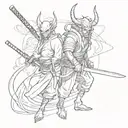 demon and katana tattoo design idea