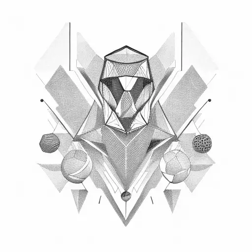 A geometric design featuring various animals playing soccer and riding motorcycles tattoo design idea