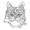 minimalist single line outline of two cats tattoo design idea