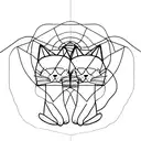 minimalist single line outline of two cats tattoo design idea