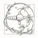 Saturn wrapped in ivy vines tattoo design idea