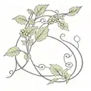 Saturn wrapped in ivy vines tattoo design idea