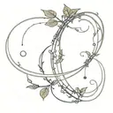 Saturn wrapped in ivy vines tattoo design idea
