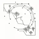 A minimalist tattoo design of a constellation of Aries formed by forest trees, symbolizing your connection to nature and your zodiac sign tattoo design idea