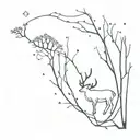 A minimalist tattoo design of a constellation of Aries formed by forest trees, symbolizing your connection to nature and your zodiac sign tattoo design idea