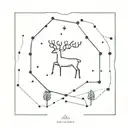 A minimalist tattoo design of a constellation of Aries formed by forest trees, symbolizing your connection to nature and your zodiac sign tattoo design idea