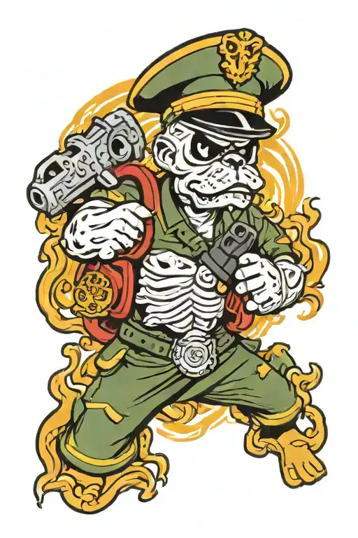 Us marine corps and fire department maltese tattoo design idea