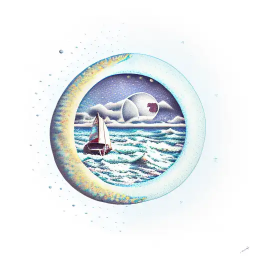 You're the moon and I'm the sea shore tattoo design idea