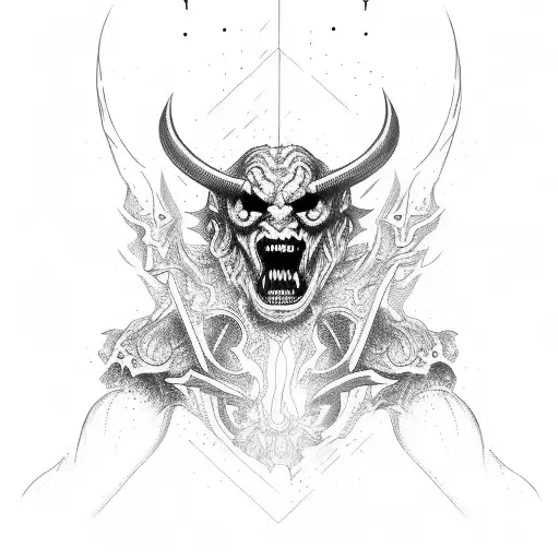 bottled demon breaking free tattoo design idea