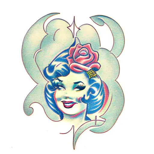 pinup girl tattoo design idea