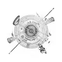 A broken record player with music notes swirling into a storm tattoo design idea