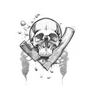 a sledgehammer breaking a skull  tattoo design idea
