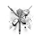 a sledgehammer hitting bone tattoo design idea