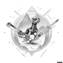 a sledgehammer hitting bone tattoo design idea