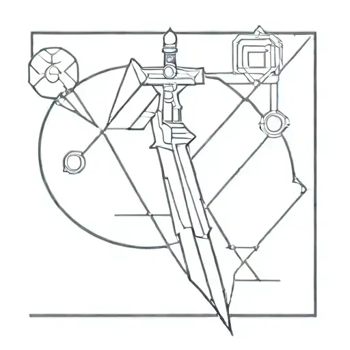 A futuristic interpretation of a Roman spear tattoo design idea