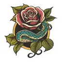 rose with snake tattoo design idea