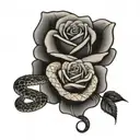 rose with snake tattoo design idea