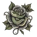 rose with snake tattoo design idea