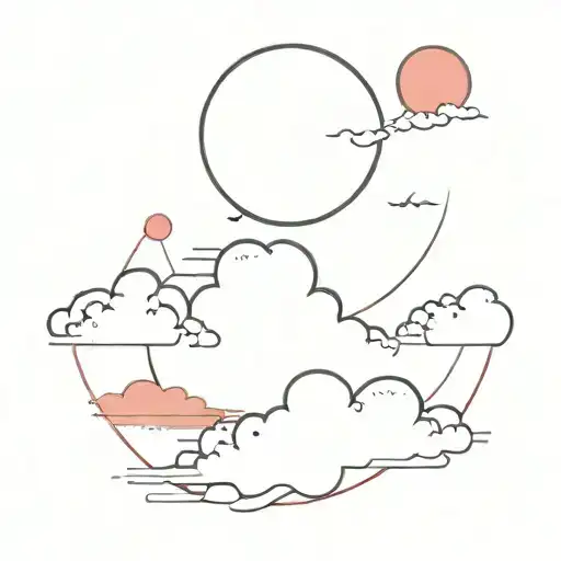 red clouds with cresent moon tattoo design idea