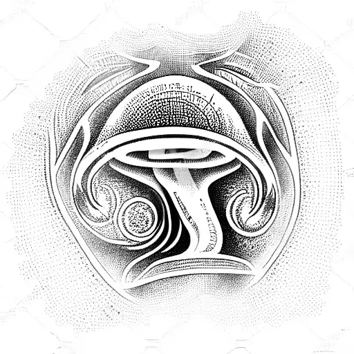 biomech mushroom alien tattoo design idea