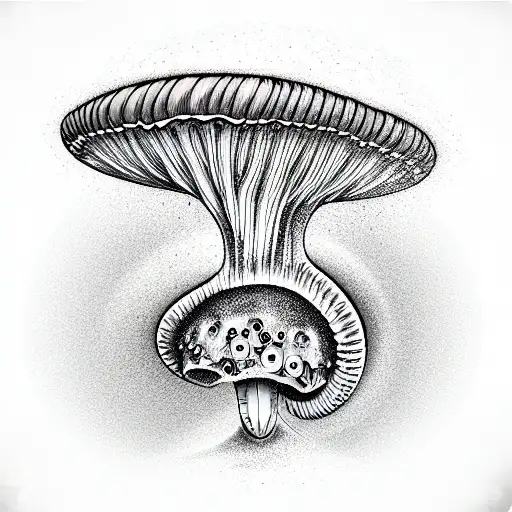 biomech mushroom alien tattoo design idea