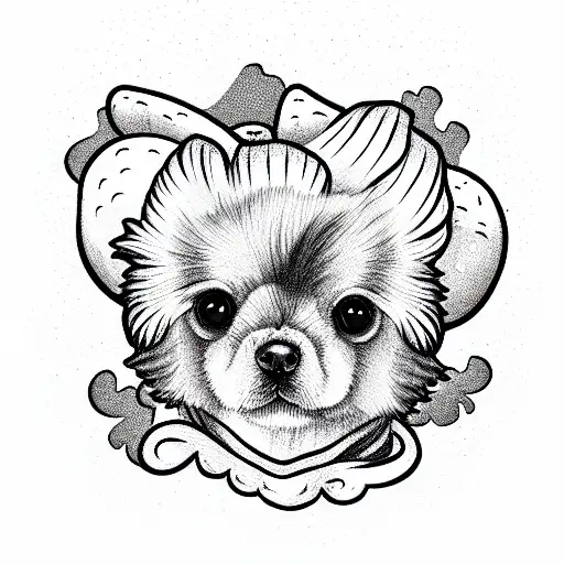 mushroom pomeranian boss tattoo design idea
