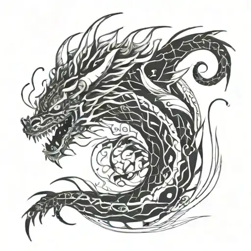 Black and white tattoo of Haru in dragon form, from “Spirited Away" by Studio Ghibli  tattoo design idea