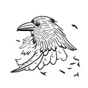 small raven flying tattoo design idea