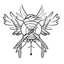 small raven flying tattoo design idea