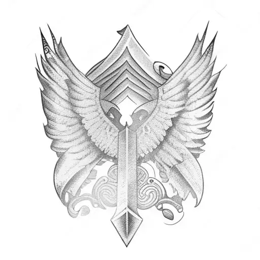 winged sword tattoo design idea