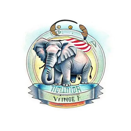 mother elephant and a tired coal miner tattoo design idea