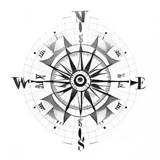 globe clock compass tattoo design idea
