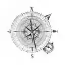 globe clock compass tattoo design idea