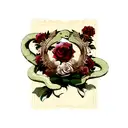 snake skull rose dragon tattoo design idea