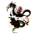 snake skull rose dragon tattoo design idea