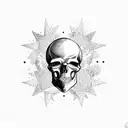 skull and stars tattoo design idea