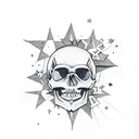 skull and stars tattoo design idea