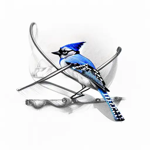 baking Whisk and Blue Jay tattoo design idea