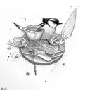 Whisk and Blue Jay tattoo design idea