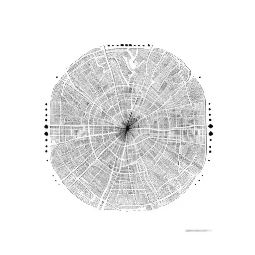 A detailed map of Belgrade with a trail marking all the best hiking spots tattoo design idea