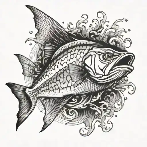 snook with ocean inside  tattoo design idea