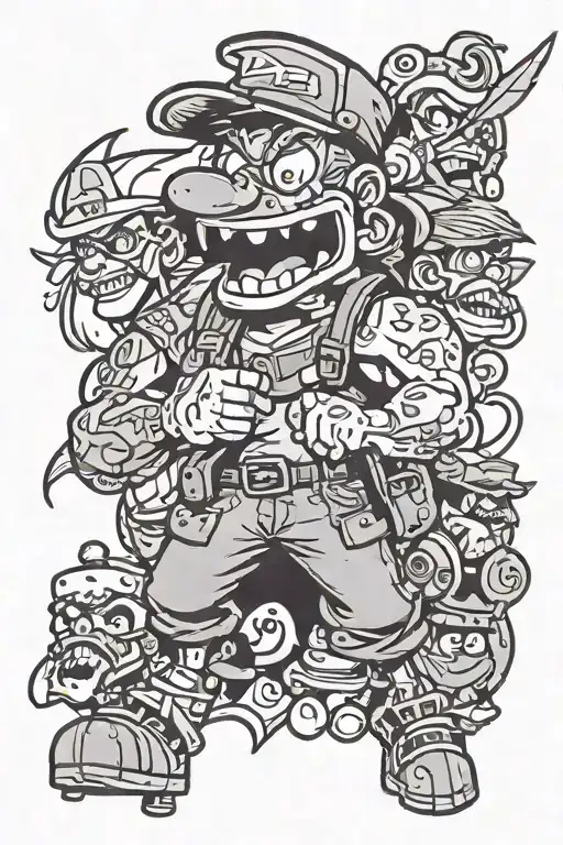 90s cartoon characters tattoo design idea