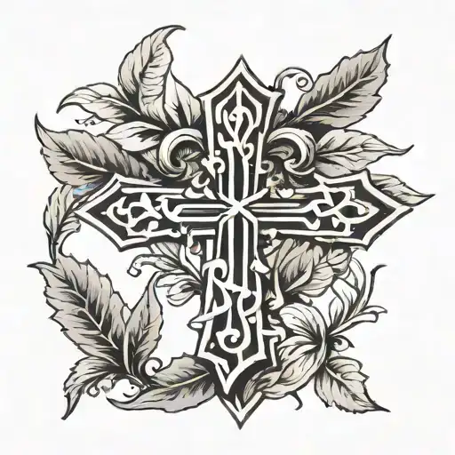 laurel wreath with cross  tattoo design idea