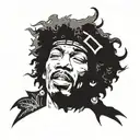 silhueta Jimi Hendrix tattoo design idea